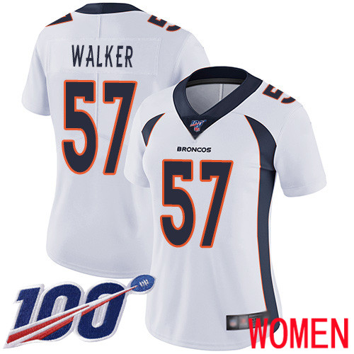 Women Denver Broncos #57 Demarcus Walker White Vapor Untouchable Limited Player 100th Season Football NFL Jersey->denver broncos->NFL Jersey